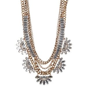 Layered Chain and Crystal Necklace #J086